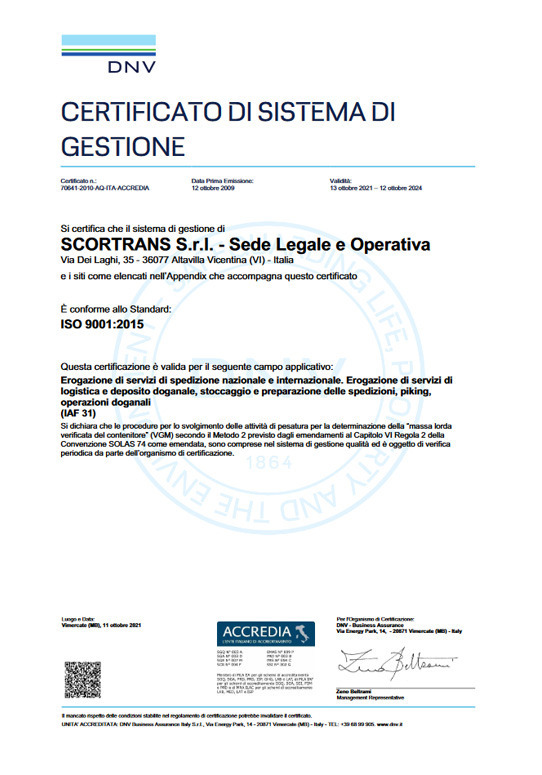 ﻿Certificazione UNI EN ISO 9001:2015